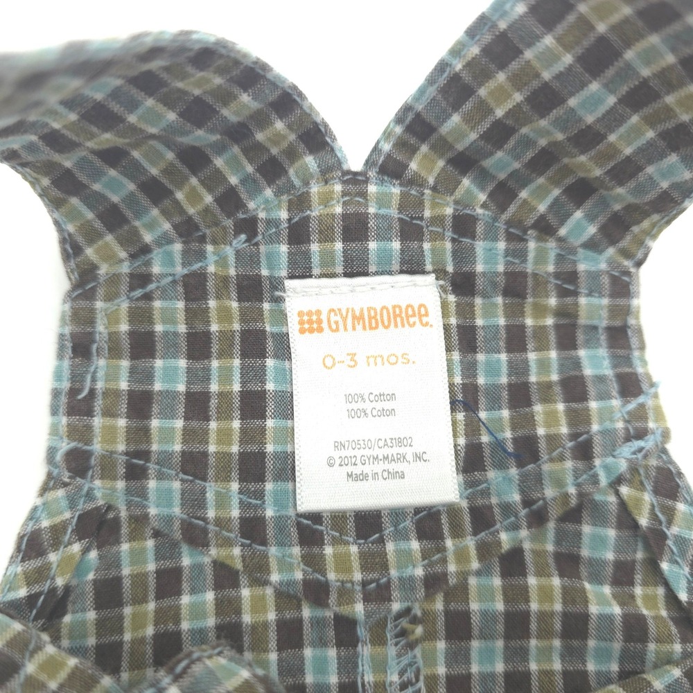 Gymboree 2012 Boys Plaid Shortall Overalls Size 0-3 Months - Picture 3 of 5